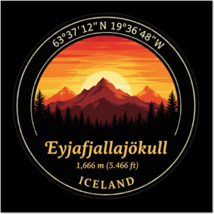 Eyjafjallajökull Iceland Sunset Posters and Art