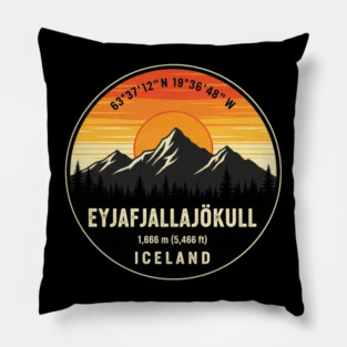 Eyjafjallajökull Iceland Mountain Retro Pillow