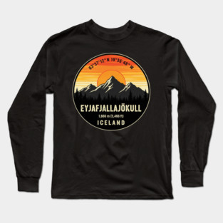 Eyjafjallajökull Iceland Mountain Retro Long Sleeve T-Shirt