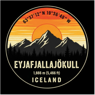 Eyjafjallajökull Iceland Mountain Retro Posters and Art