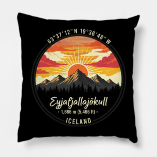 Eyjafjallajökull Iceland Retro Sunset Pillow