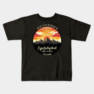 Eyjafjallajökull Iceland Retro Sunset Kids T-Shirt