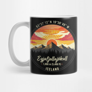 Eyjafjallajökull Iceland Retro Sunset Mug