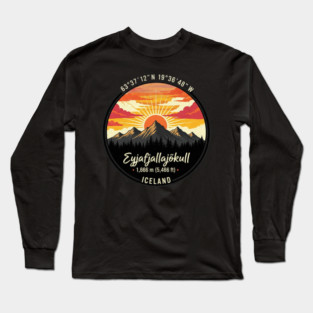 Eyjafjallajökull Iceland Retro Sunset Long Sleeve T-Shirt