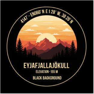Eyjafjallajökull Iceland Sunset Round Posters and Art