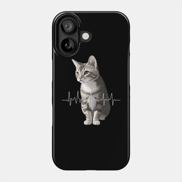 Heartbeat Cat Phone Case by Pixel Threads 