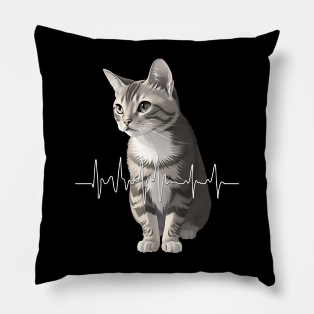 Heartbeat Cat Pillow by Pixel Threads 