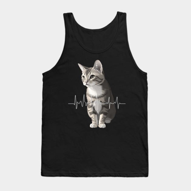 Heartbeat Cat Tank Top by Pixel Threads 