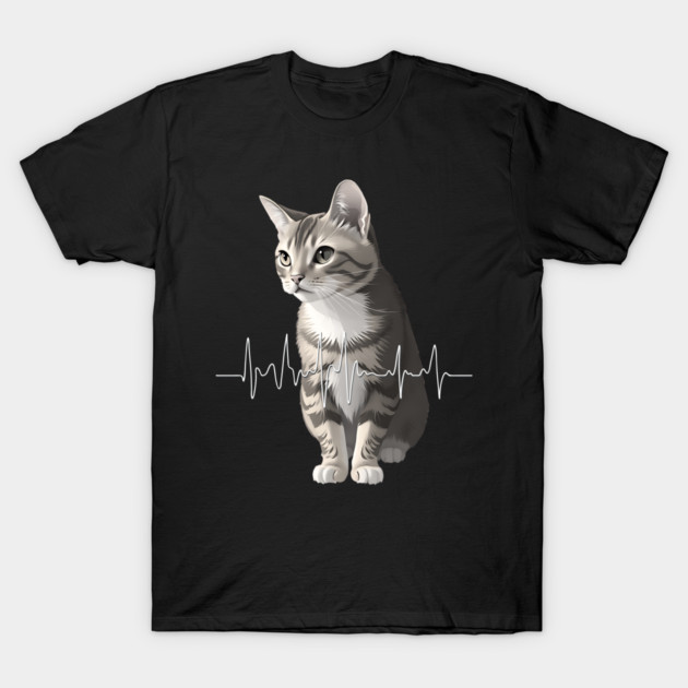 Heartbeat Cat T-Shirt by Pixel Threads 