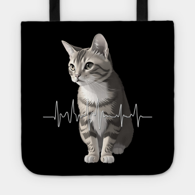 Heartbeat Cat Tote by Pixel Threads 