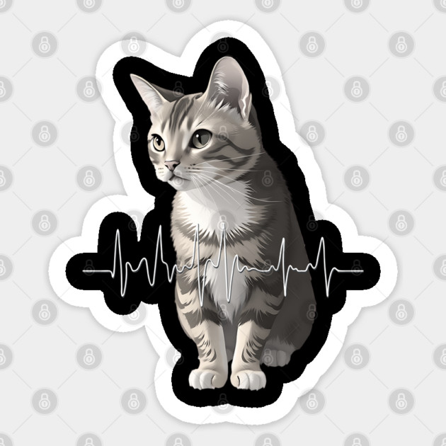 Heartbeat Cat Sticker by Pixel Threads 
