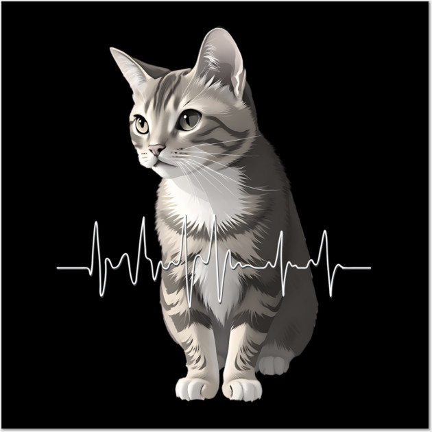 Heartbeat Cat Wall Art by Pixel Threads 