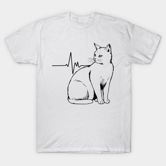Heartbeat Cat T-Shirt by Pixel Threads 