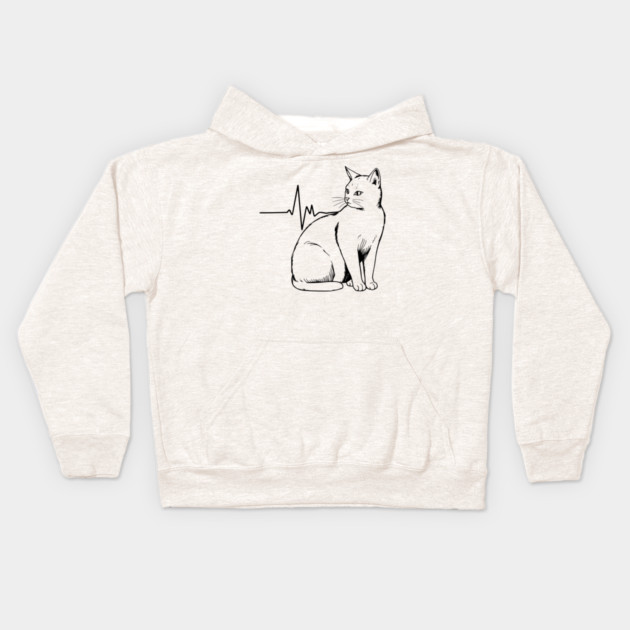 Heartbeat Cat Kids Hoodie by Pixel Threads 