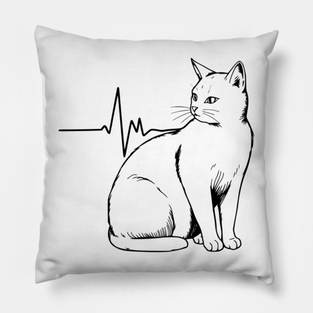 Heartbeat Cat Pillow by Pixel Threads 