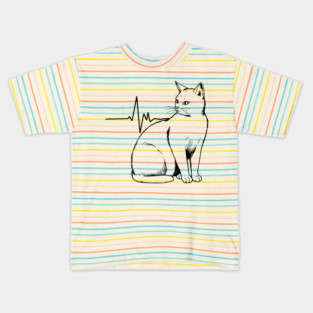 Heartbeat Cat Kids T-Shirt