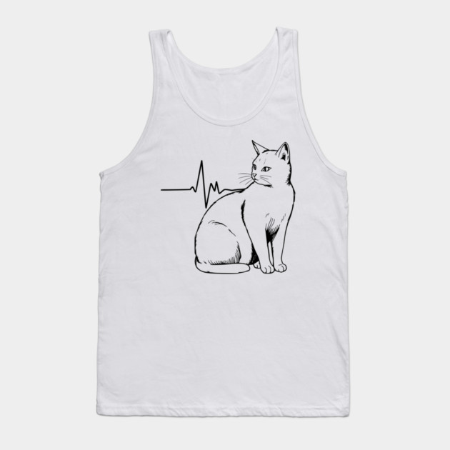 Heartbeat Cat Tank Top by Pixel Threads 
