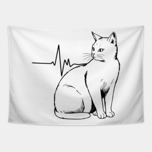 Heartbeat Cat Tapestry