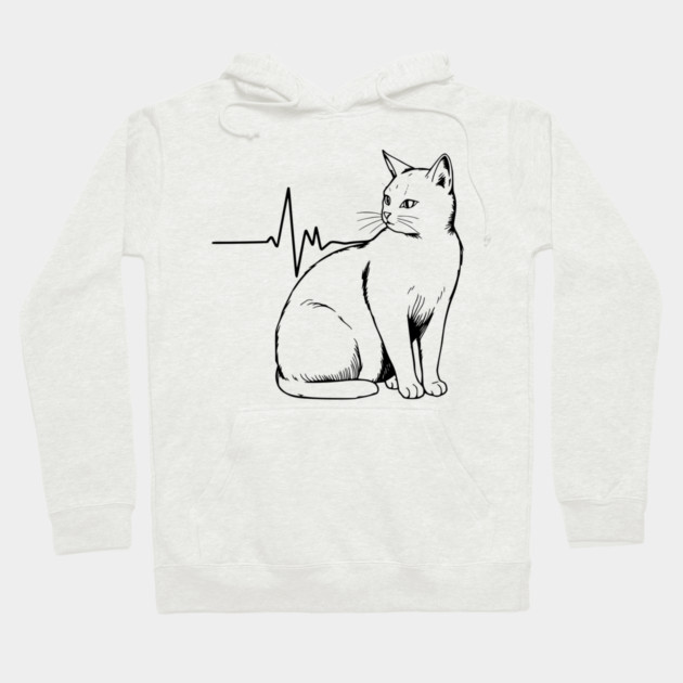 Heartbeat Cat Hoodie by Pixel Threads 