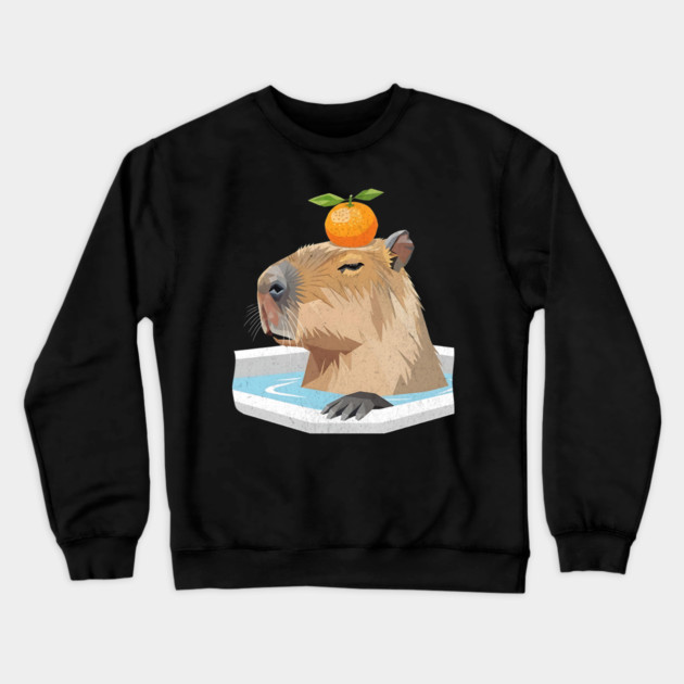 Yuzu Spa Treatment Geometric Capybara Crewneck Sweatshirt by Designed By Marty