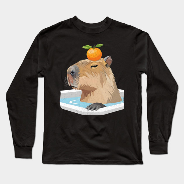 Yuzu Spa Treatment Geometric Capybara Long Sleeve T-Shirt by Designed By Marty