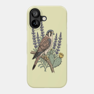 American Kestrel Desert Sage Vintage Art Phone Case