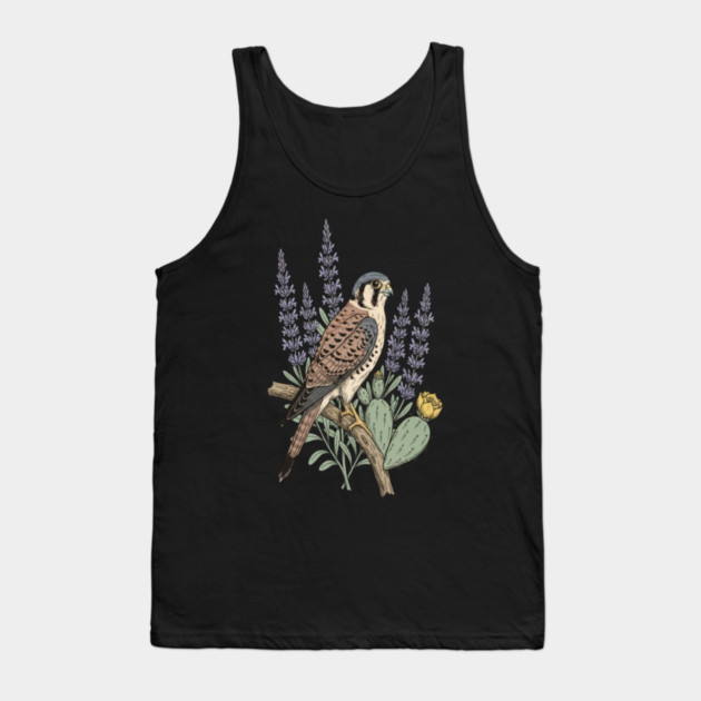 American Kestrel Desert Sage Vintage Art Tank Top by BirdsnStuff