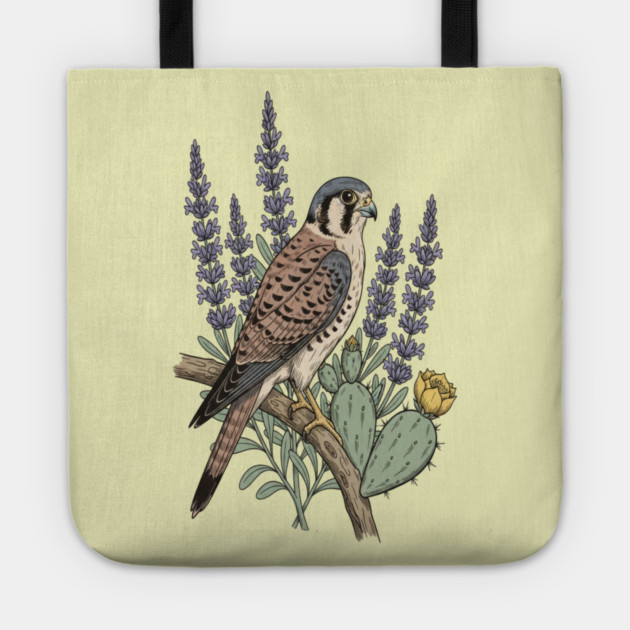 American Kestrel Desert Sage Vintage Art Tote by BirdsnStuff