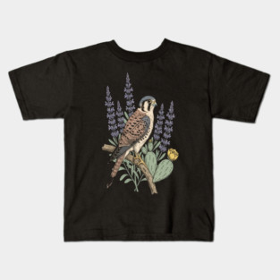 American Kestrel Desert Sage Vintage Art Kids T-Shirt