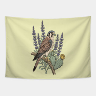 American Kestrel Desert Sage Vintage Art Tapestry