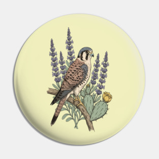 American Kestrel Desert Sage Vintage Art Pin