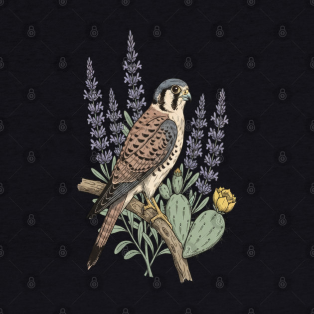 American Kestrel Desert Sage Vintage Art by BirdsnStuff