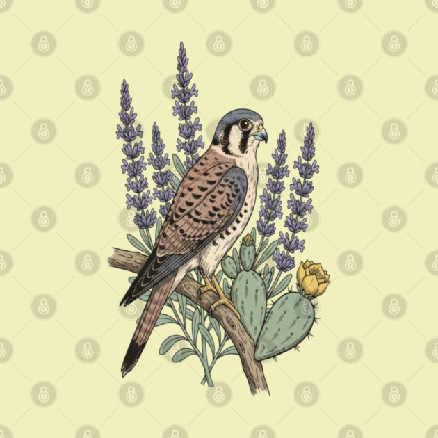 American Kestrel Desert Sage Vintage Art by BirdsnStuff