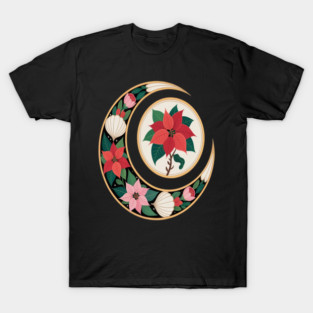 Elegant Poinsettia Moon Holiday T-Shirt