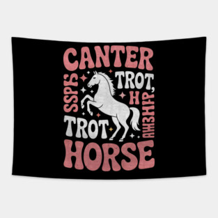 Horse Typography Word Art Girls Horseback Riding Equestrian Tapestry