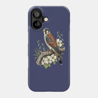 American Kestrel Bluebells Dogwood Vintage Art Phone Case