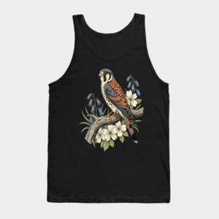 American Kestrel Bluebells Dogwood Vintage Art Tank Top