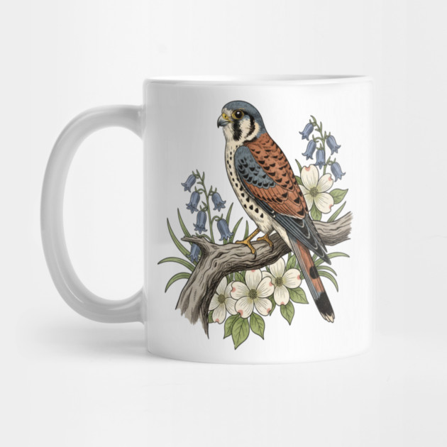 American Kestrel Bluebells Dogwood Vintage Art by BirdsnStuff