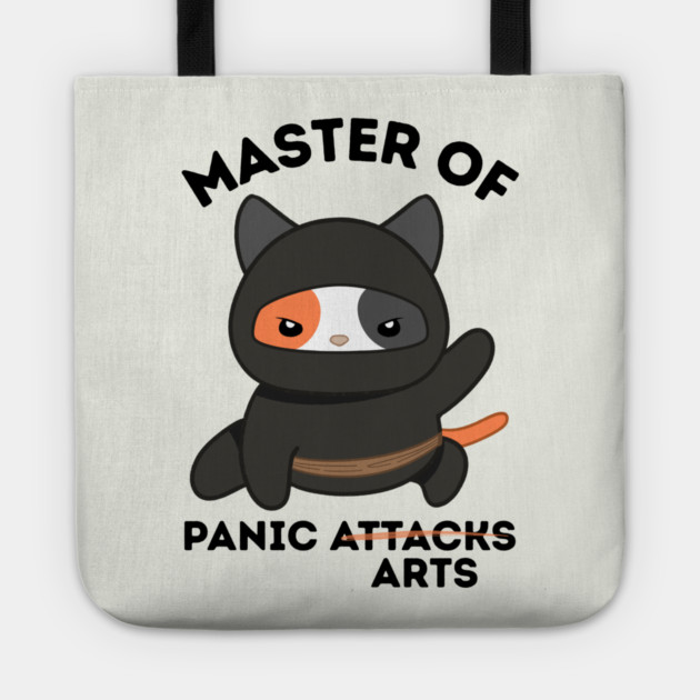 Master Of Panic Attacks Ninja Cat Tote by The WYLD Tribe