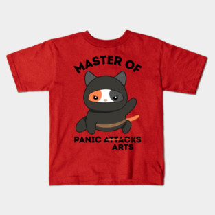 Master Of Panic Attacks Ninja Cat Kids T-Shirt