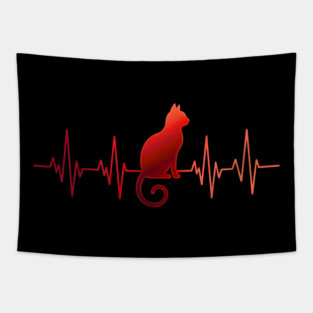 Heartbeat Cat Lovers Tapestry