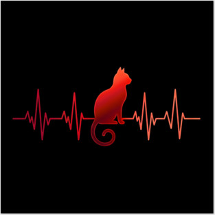 Heartbeat Cat Lovers Posters and Art