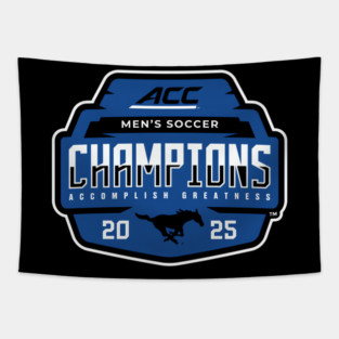 SMU Mustangs ACC Champs 2025 Men's Soccer Tapestry