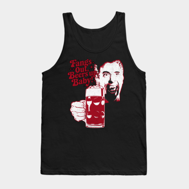 Fangs Out, Beers Up – Vintage Dracula Drinker Design Tank Top by Joaddo