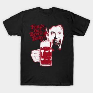 Fangs Out, Beers Up – Vintage Dracula Drinker Design T-Shirt
