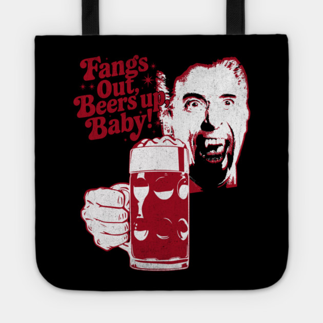 Fangs Out, Beers Up – Vintage Dracula Drinker Design Tote by Joaddo