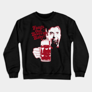 Fangs Out, Beers Up – Vintage Dracula Drinker Design Crewneck Sweatshirt