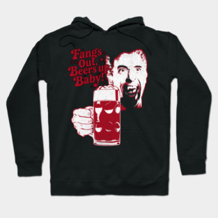 Fangs Out, Beers Up – Vintage Dracula Drinker Design Hoodie