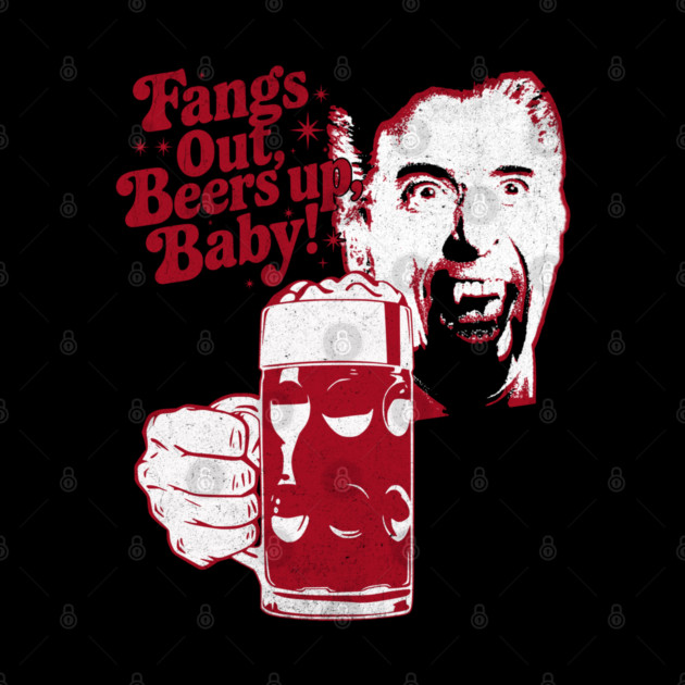 Fangs Out, Beers Up – Vintage Dracula Drinker Design by Joaddo