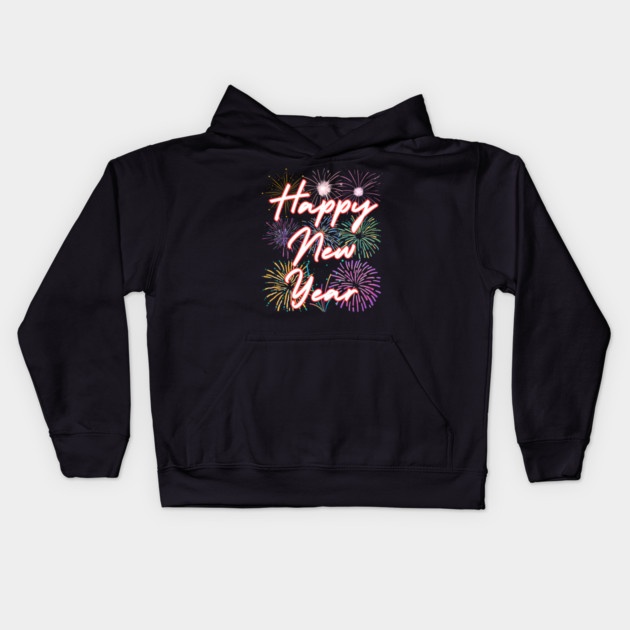 Fireworks and Festive Happy New Year Kids Hoodie by Creatifly Graphic Tees